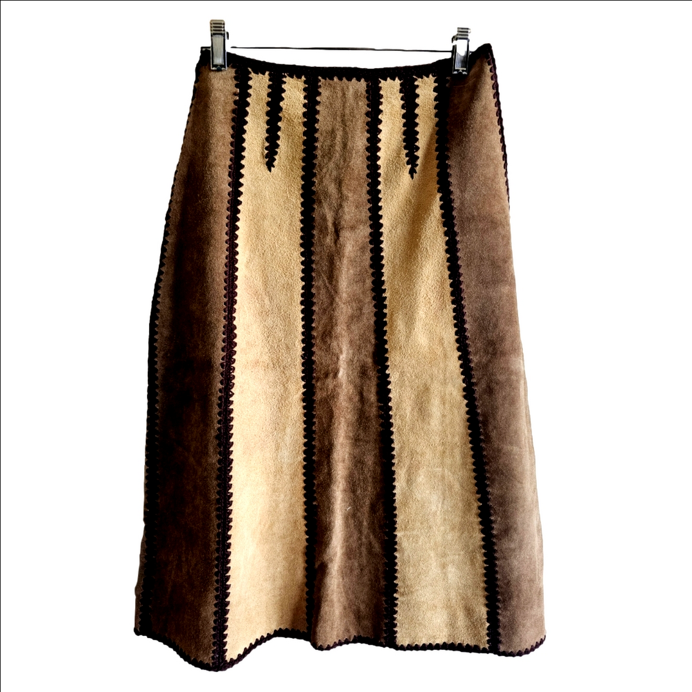 Leather Crochet Panel Skirt
